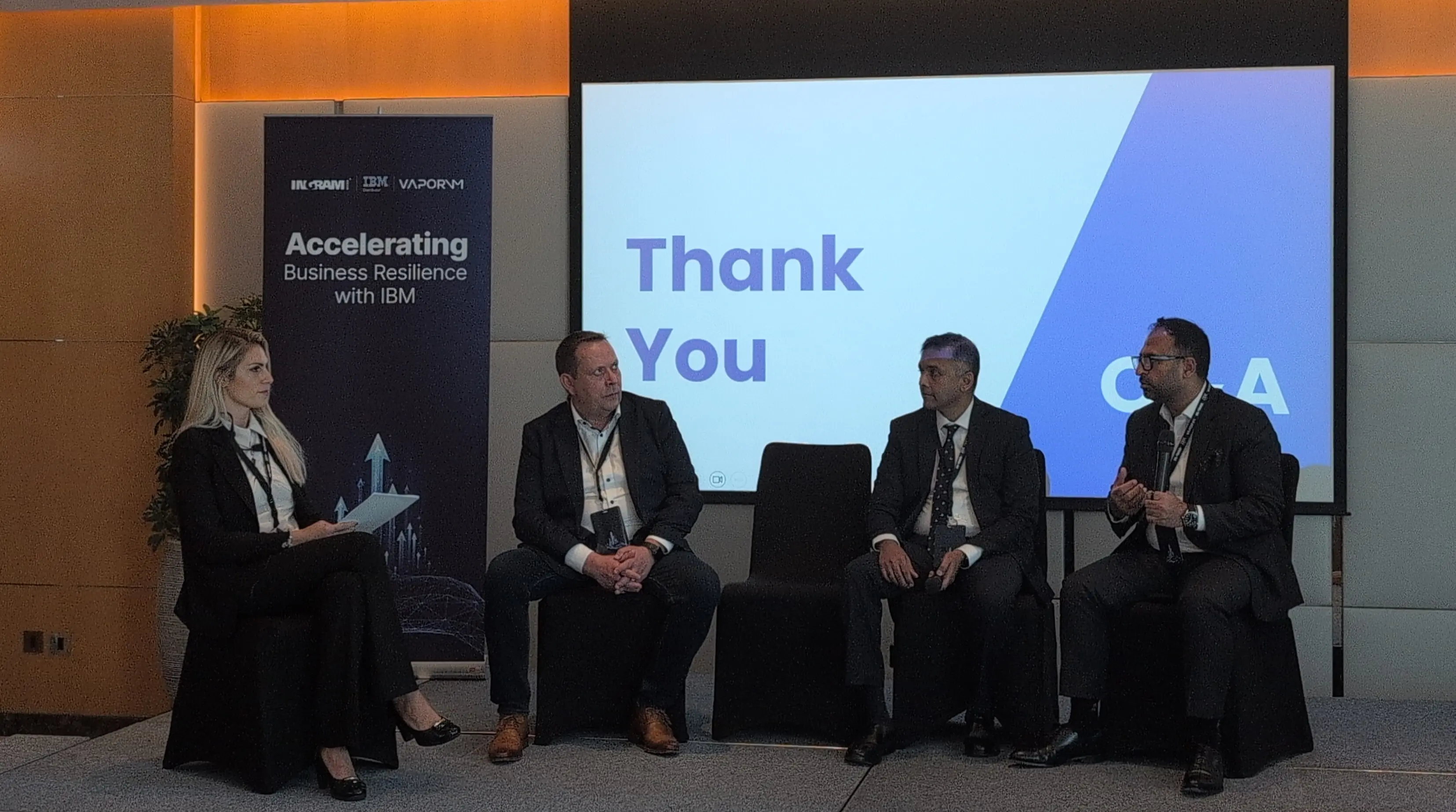 Panelists talking about IBM QRadar and Partnership deliverables for supporting clients